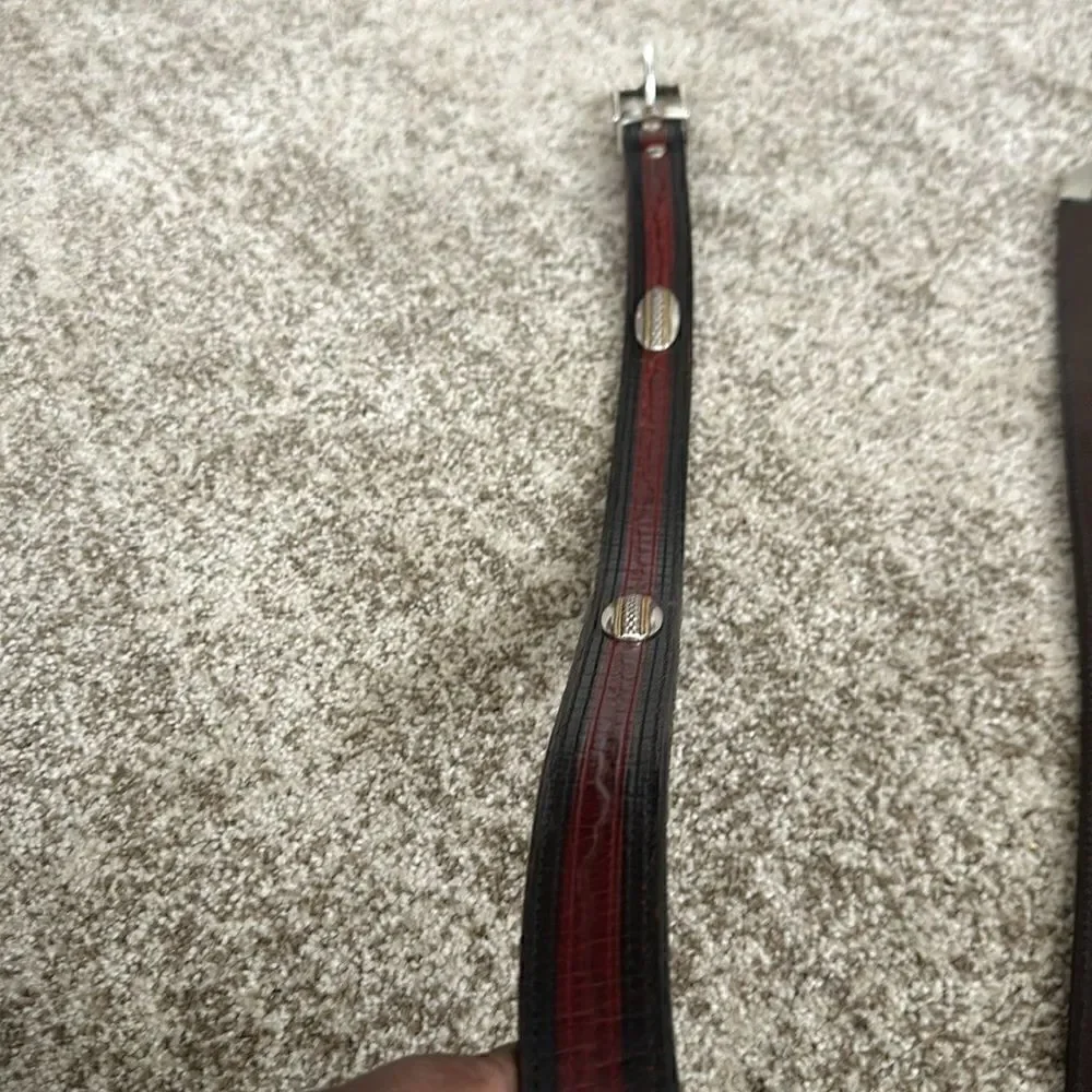 Mens Two-tone Leather Belt 52” tip to tip XXL